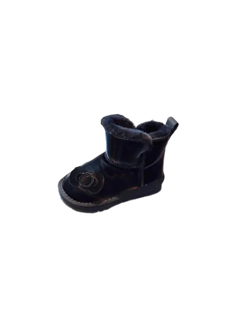 Cizme  Imblanite, Model Flower, Peste glezna, Fete, Fara inchidere, Negru