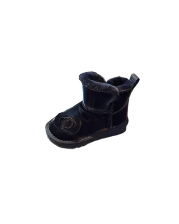 Cizme  Imblanite, Model Flower, Peste glezna, Fete, Fara inchidere, Negru