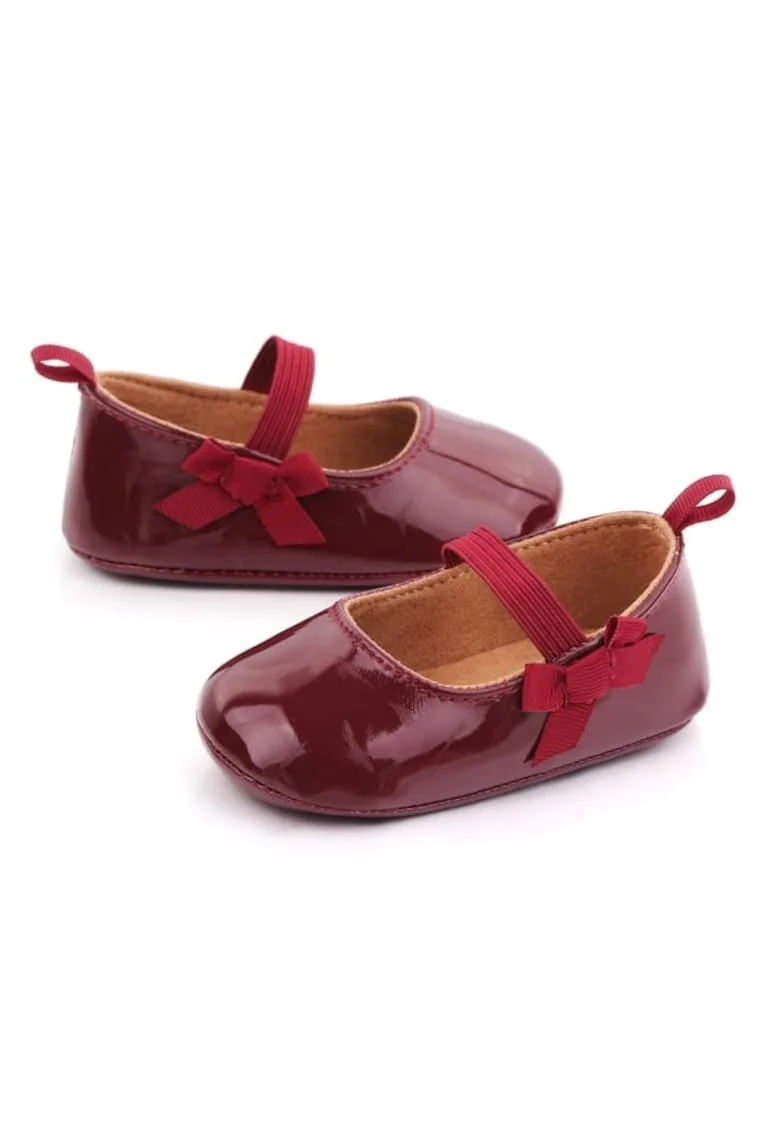 Pantofi  Casual, Piele ecologica Lacuita, Fete, Banda Elastica, Visiniu