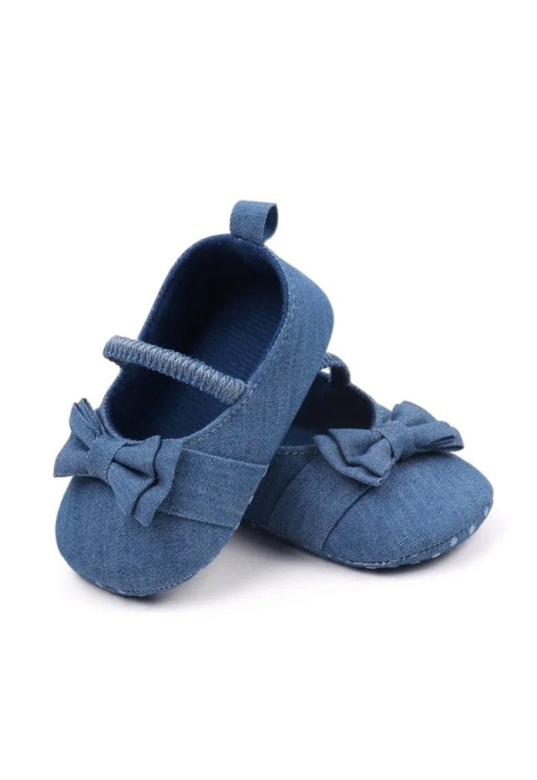 Pantofi  Cu Fundita, Casual, Textil, Fete, Banda Elastica, Albastru