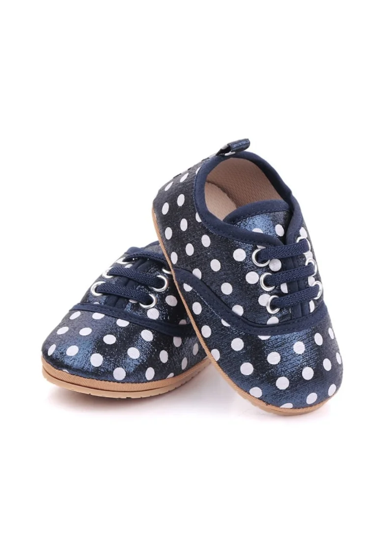 Pantofi  Sidefati, Cu Buline Albe, Casual, Textil, Fete, Siret, Bleumarin