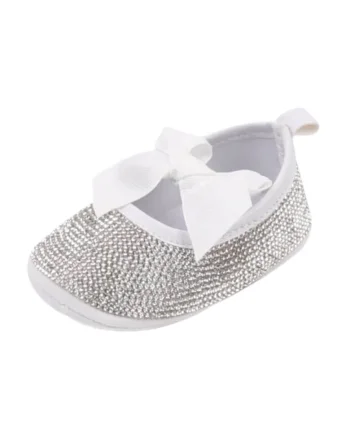 Pantofi  Cu Strasuri, Elegant, Textil, Fete, Fara inchidere, Argintiu, Alb