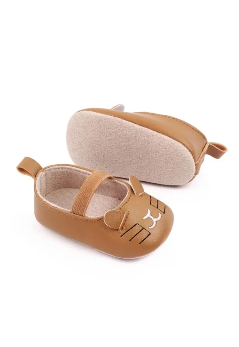 Balerini  Model Pisicuta, Casual, Piele ecologica, Fete, Banda elastica, Maro