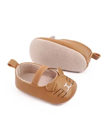 Balerini  Model Pisicuta, Casual, Piele ecologica, Fete, Banda elastica, Maro