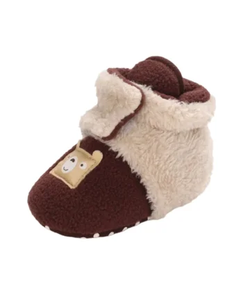 Cizme  Plusate Teddy, Peste glezna, Baieti/ Fete, Visiniu/ Crem