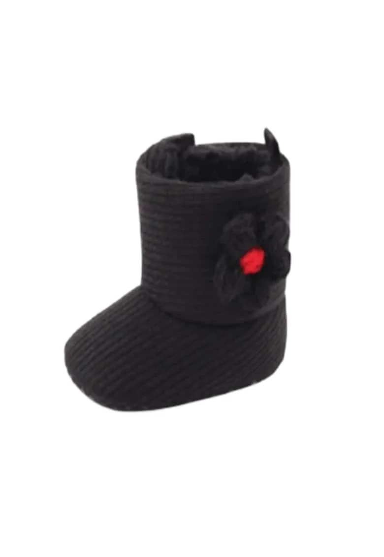 Cizme  Floricica Crosetata, Peste glezna, Fete, Velcro, Negru