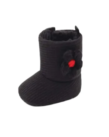 Cizme  Floricica Crosetata, Peste glezna, Fete, Velcro, Negru