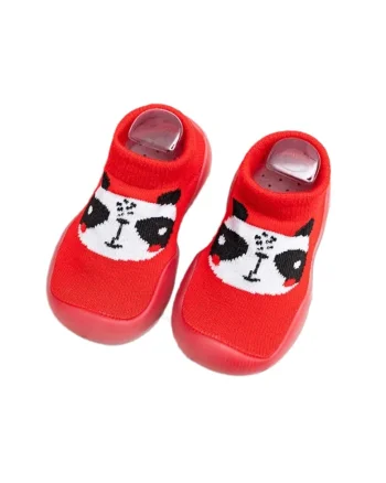 Botosi  Talpa Antiderapanta, Model Panda, Textil, Baieti, Fete, Rosu