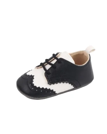 Pantofi  Eleganti, Piele ecologica, Baieti, Negru/Alb