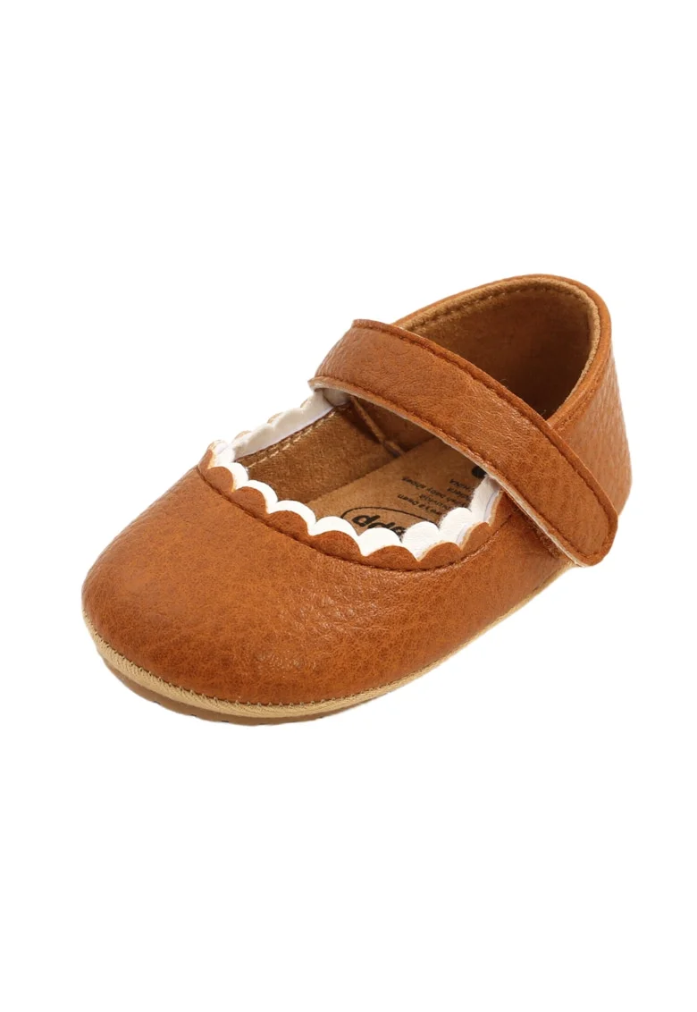 Pantofi  Cu Bordura Alba, Piele ecologica, Fete, Maro