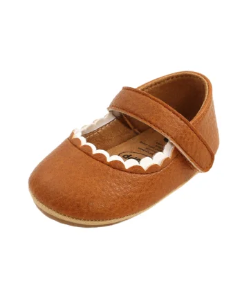 Pantofi  Cu Bordura Alba, Piele ecologica, Fete, Maro