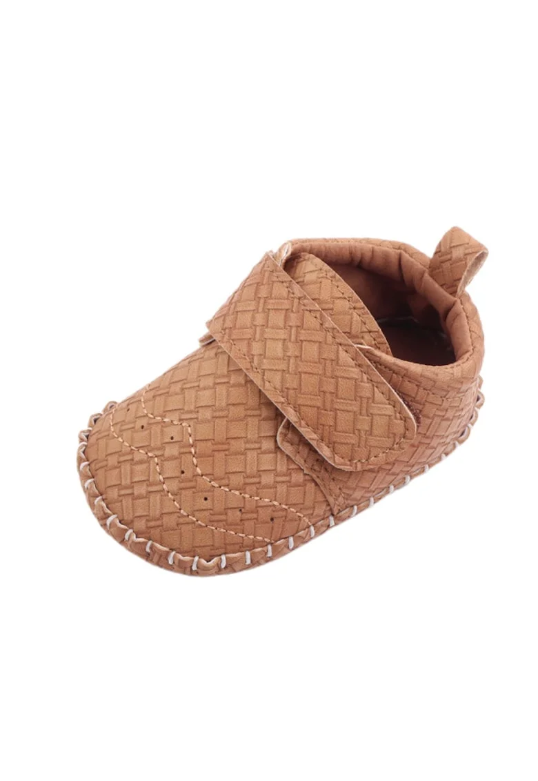 Pantofi  Cu Model, Elegant, Piele ecologica, Baieti, Velcro, Maro