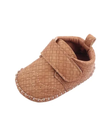 Pantofi  Cu Model, Elegant, Piele ecologica, Baieti, Velcro, Maro