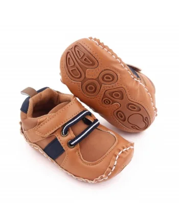 Pantofi sport  Model AL 19617 cu insertie bleumarin, Pentru bebelusi, Textil, Baieti, 3-6 luni, Maro,