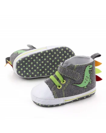 Tenisi  Model Dino, Casual, Textil, Baieti, Siret, Gri, 3-6 luni,