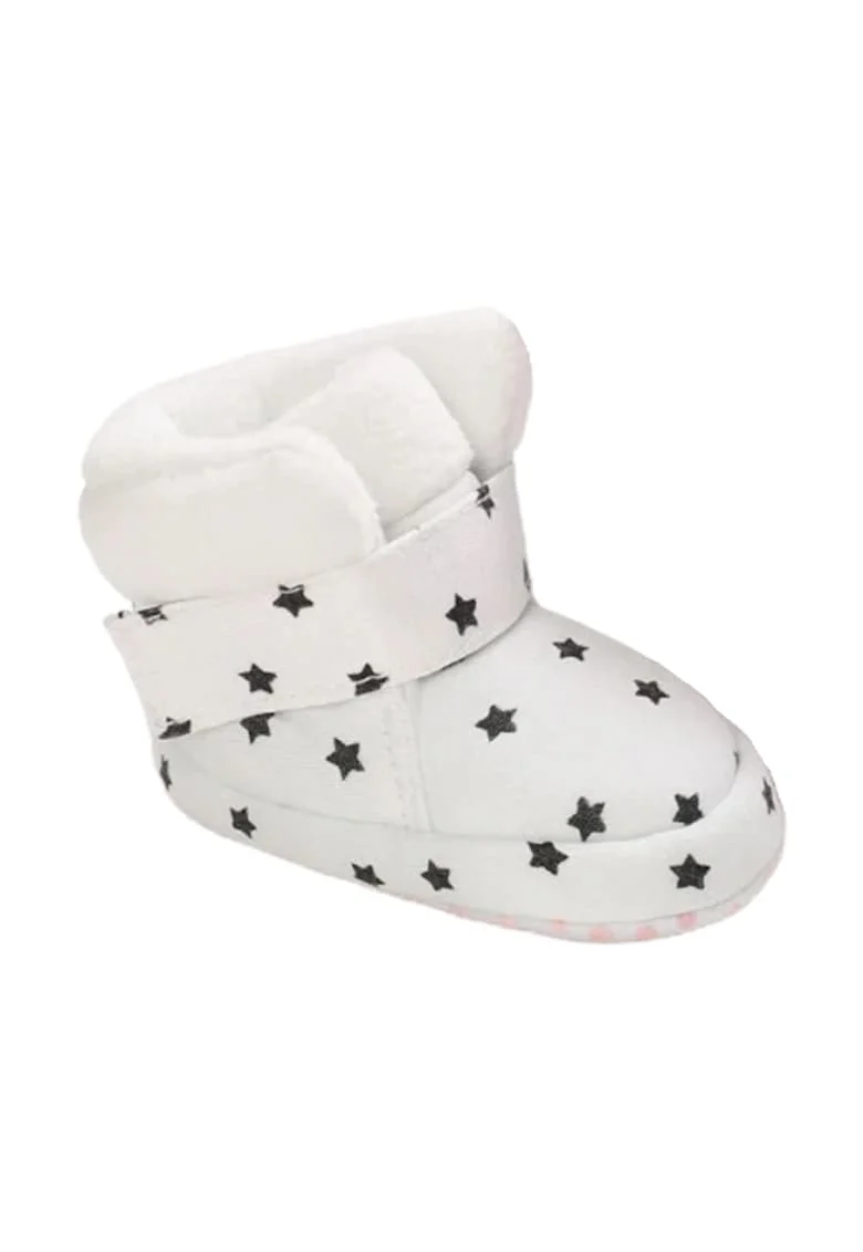 Cizme  Cu Stelute, Peste glezna, Velcro, Alb/Negru