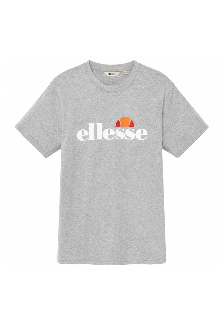 Tricou cu decolteu la baza gatului si imprimeu logo Prado, Gri deschis