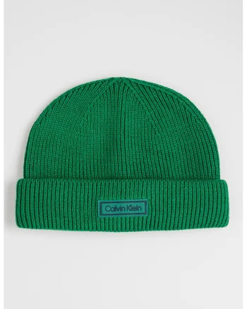 Caciula din amestec de lana si casmir cu aplicatie logo discreta, Verde