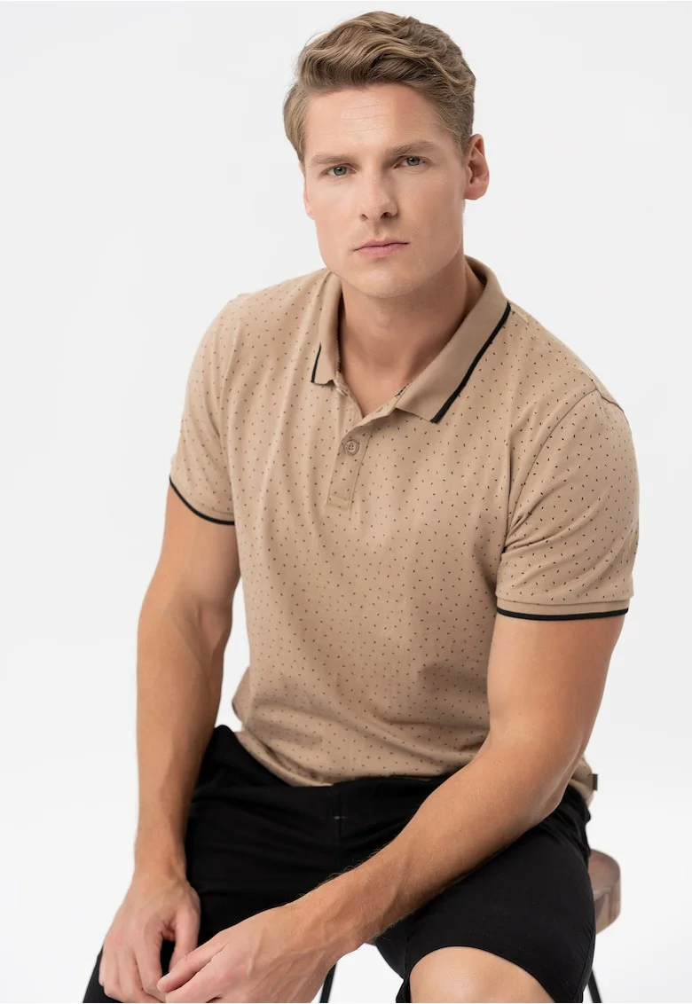Tricou polo barbati cu model din bumbac, Regular Fit, Volano O-Glacier, bej, Bej