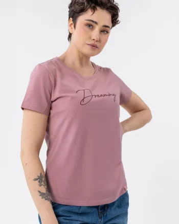 Tricou dama din bumbac cu imprimeu, Regular Fit,  T-Decore, roz,