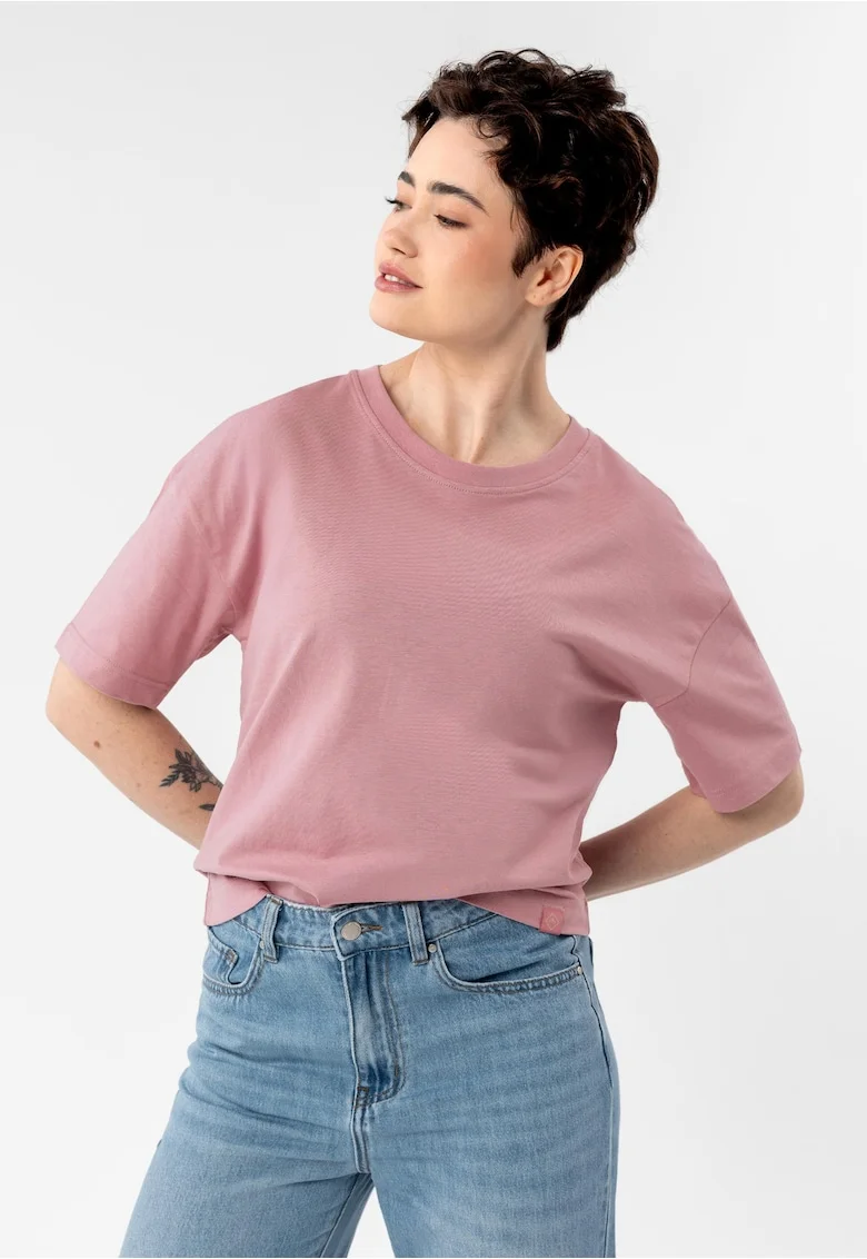 Tricou dama din bumbac, uni, Comfort Fit,  T-Rodos, roz, Roz