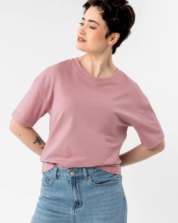 Tricou dama din bumbac, uni, Comfort Fit,  T-Rodos, roz, Roz