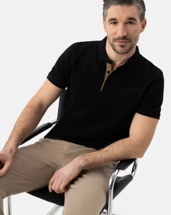 Tricou polo barbati din bumbac, uni, Regular Fit,  O-Molti, negru, Negru