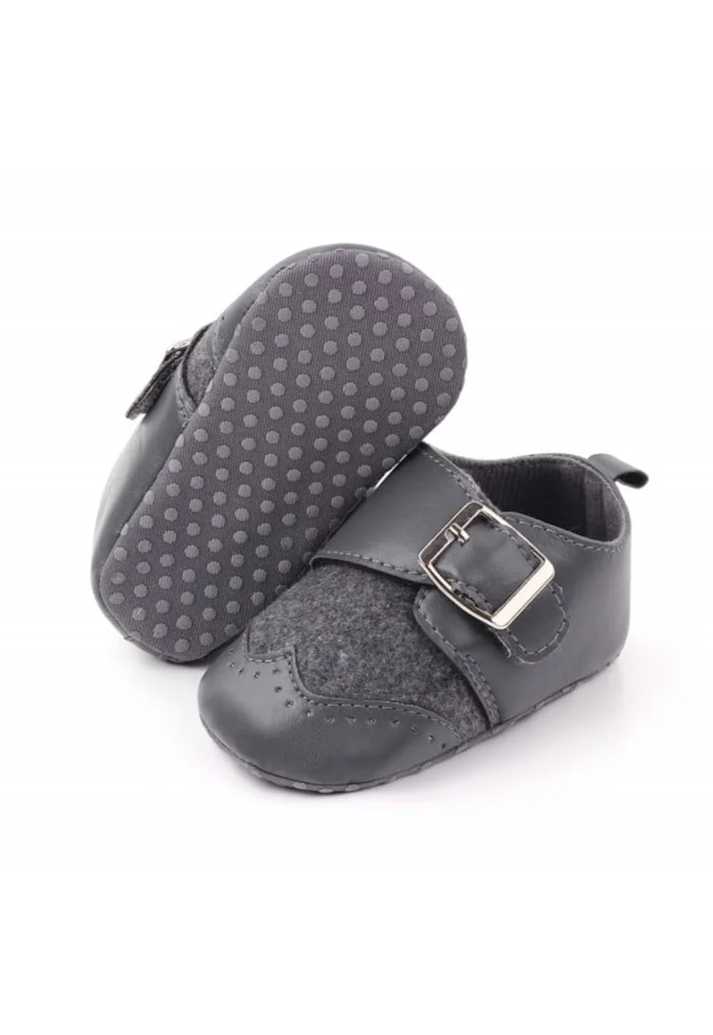 Pantofi  Cu Catarama, Elegant, Piele ecologica, Baieti, Gri, Gri