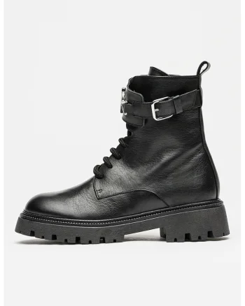 Ghete de piele cu logo, Negru