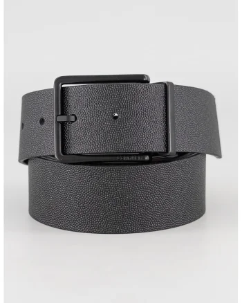 Curea reversibila din piele, Maro inchis/Negru stins
