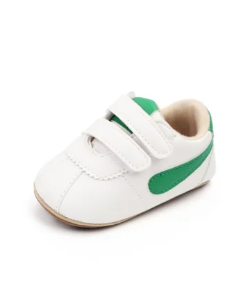 Pantofi Sport  Velcro, Piele ecologica, Alb/Verde