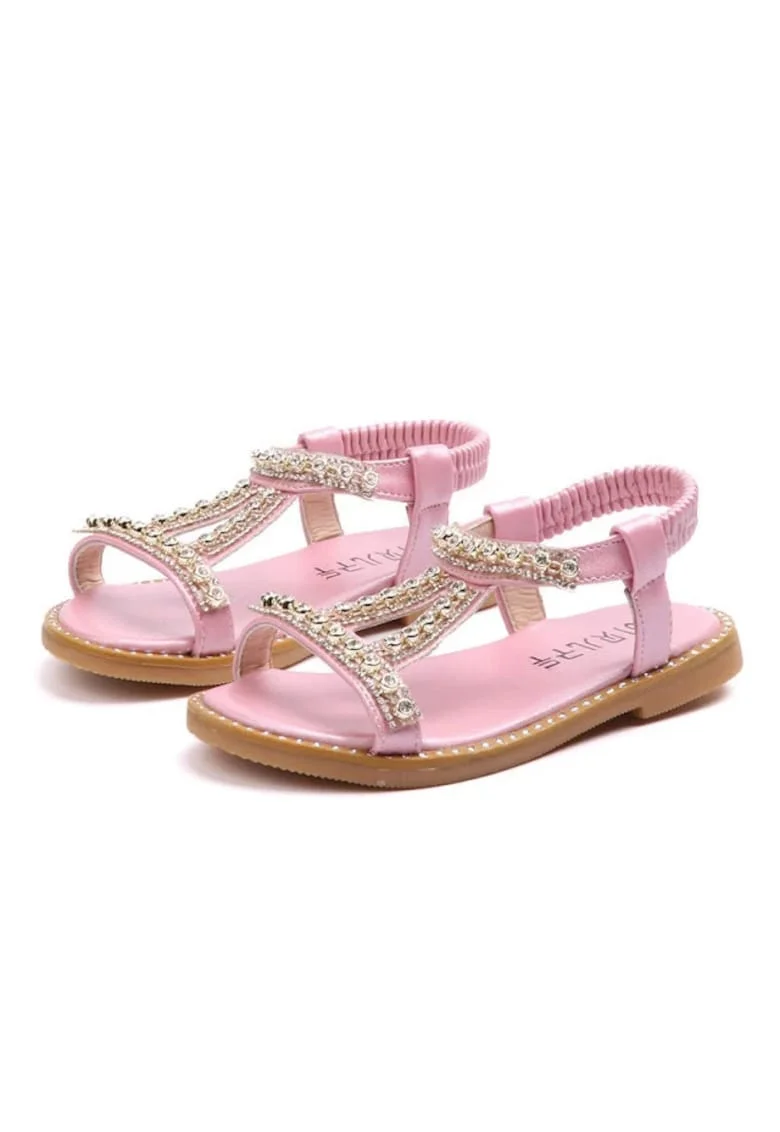 Sandale  Sidefate, Cu Strasuri, Piele ecologica, Casual, Fete, Roz, Roz