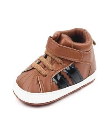 Ghetute sport  Model AL 19266 cu dungi, Pentru bebelusi, Piele ecologica, Baieti, Maro, Maro