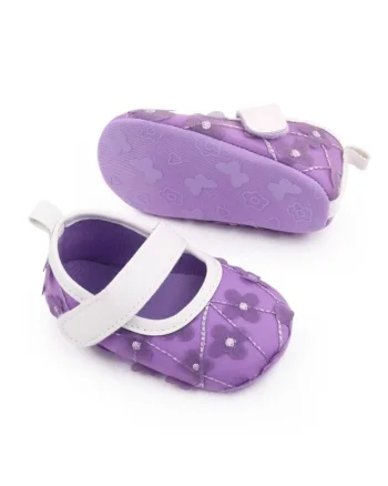 Pantofi  Model AL 14377 cu floricele, Textil, Fete, 48679, Mov