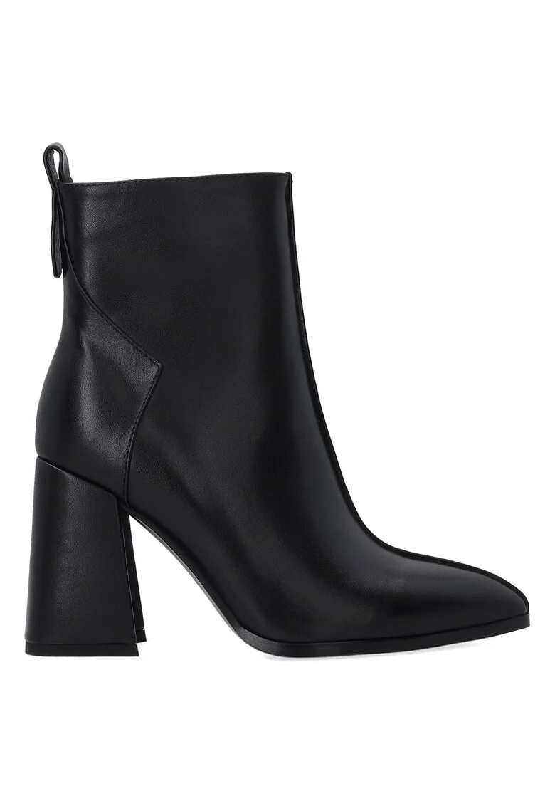 Botine de piele cu toc sculptural