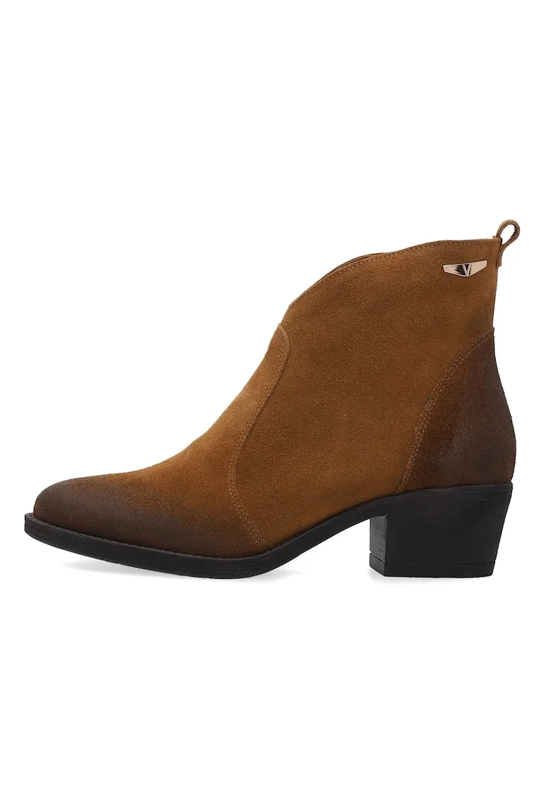 Botine din piele intoarsa cu varf cu aspect tocit