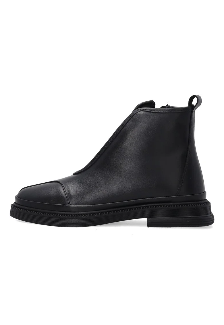 Ghete din piele cu fermoar si insertie elastica