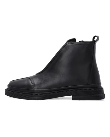 Ghete din piele cu fermoar si insertie elastica