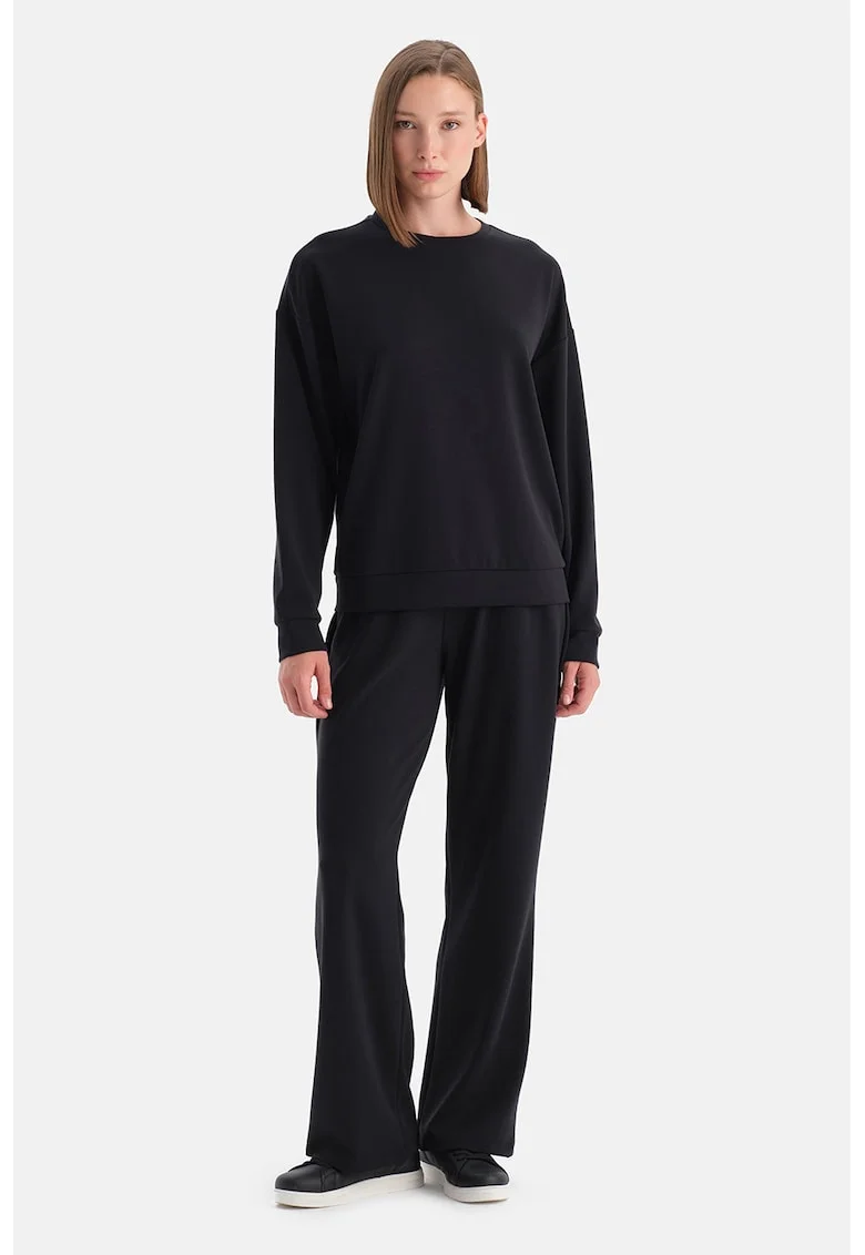 Pantaloni de trening din amestec de modal cu buzunare oblice, Negru