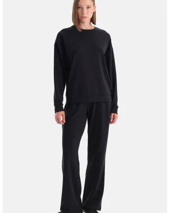 Pantaloni de trening din amestec de modal cu buzunare oblice, Negru