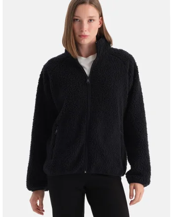 Bluza de trening cu guler inalt, Negru