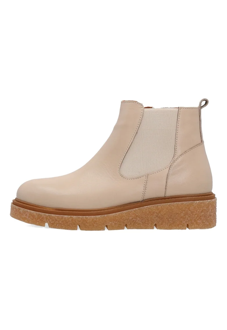 Ghete Chelsea de piele cu talpa wedge