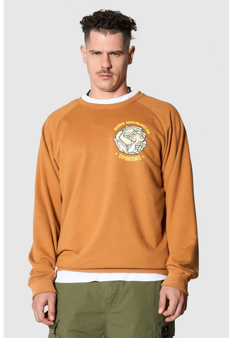 Bluza de trening cu maneci raglan, croiala lejera si model unisex, Portocaliu