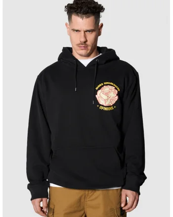 Hanorac unisex cu design grafic More Unsolicited Opinions, Negru/Portocaliu