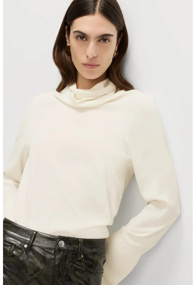 Bluza cu guler sal, Bej