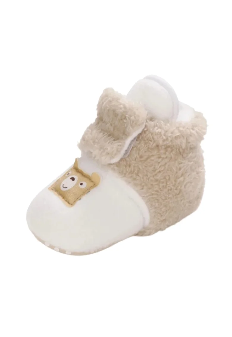 Cizme  Plusate Teddy, Peste glezna, Baieti/ Fete, Alb/ Crem