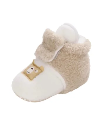 Cizme  Plusate Teddy, Peste glezna, Baieti/ Fete, Alb/ Crem
