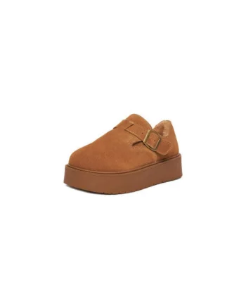 Pantofi copii  maro, piele naturala, catarama, rotund, set 5 agrafe