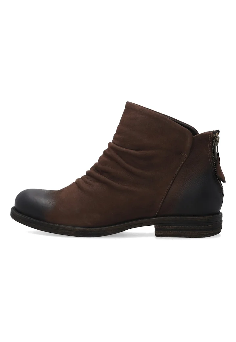 Ghete din piele nabuc cu aspect drapat