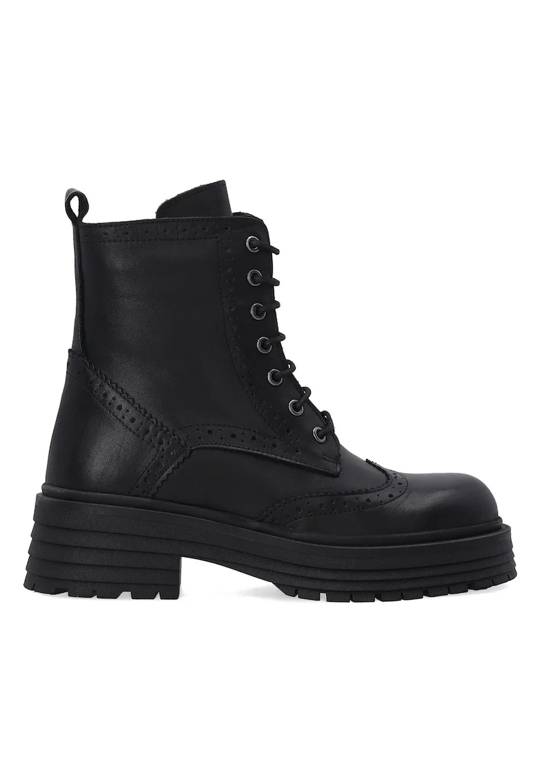 Ghete brogue din piele cu toc masiv